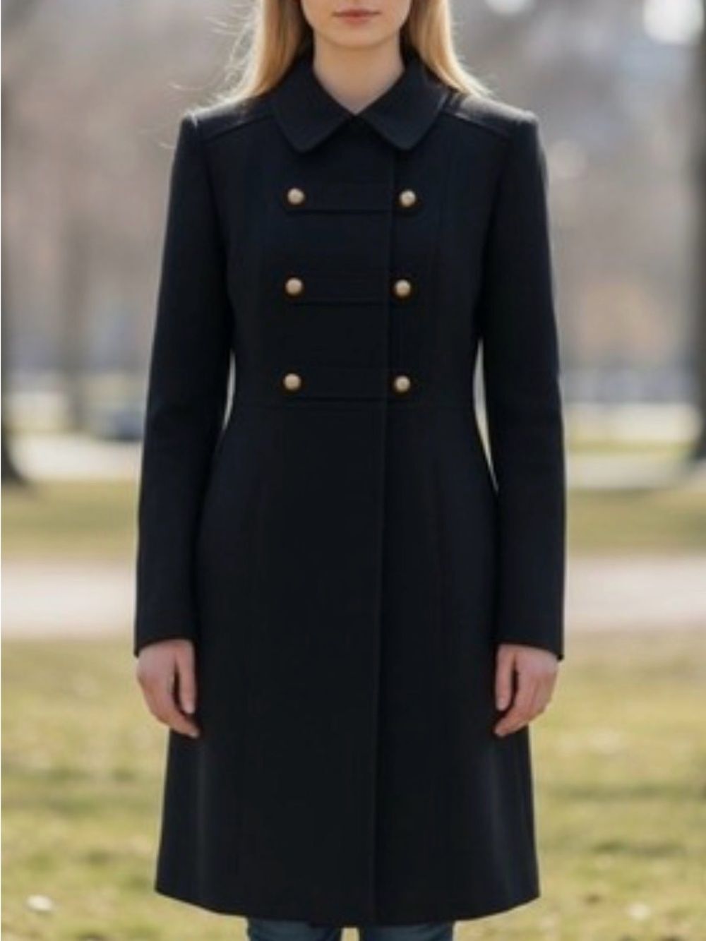Tahari dark navy Military-Style Coat - Classic Elegance Size 8